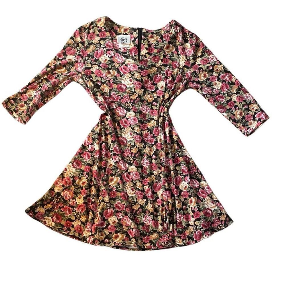 Vintage 90s Byer Too Floral Romantic Cottagecore Tea Party Sun Dress 9 USA made